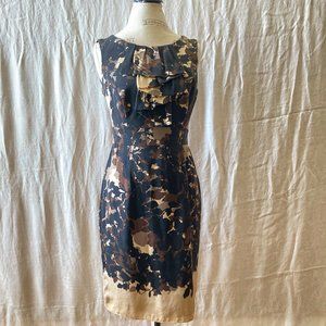 Donna Ricco Vintage 6 Floral Silk Sheath Dress Jabot Neck Career